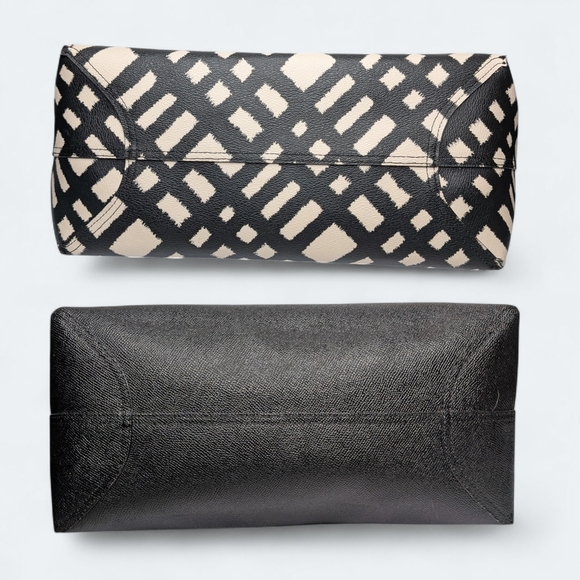 Coach City Tote Wild Plaid Black & Cream Coated Canvas Handbag Reversible Purse - Picture 11 of 16